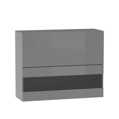 Glasoberschrank ADAMA - Breite 90 cm, Hochglanzgrau/Grau