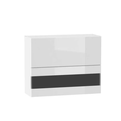 Glasoberschrank ADAMA - Breite 90 cm, weiß glänzend / weiß