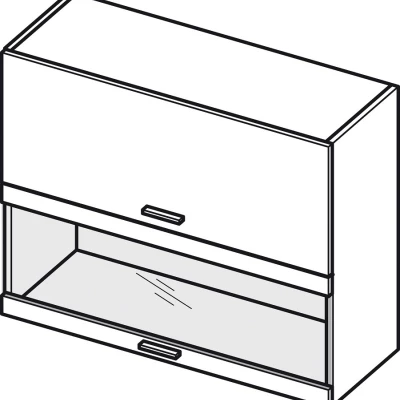 Glasoberschrank ADAMA - Breite 90 cm, weiß glänzend / weiß