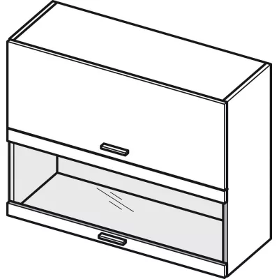 Glasoberschrank ADAMA - Breite 90 cm, weiß glänzend / weiß