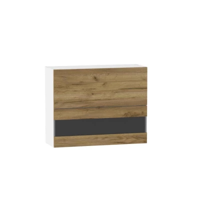 Glasaufsatzvitrine ADAMA - Breite 90 cm, Craft Eiche gold/weiß