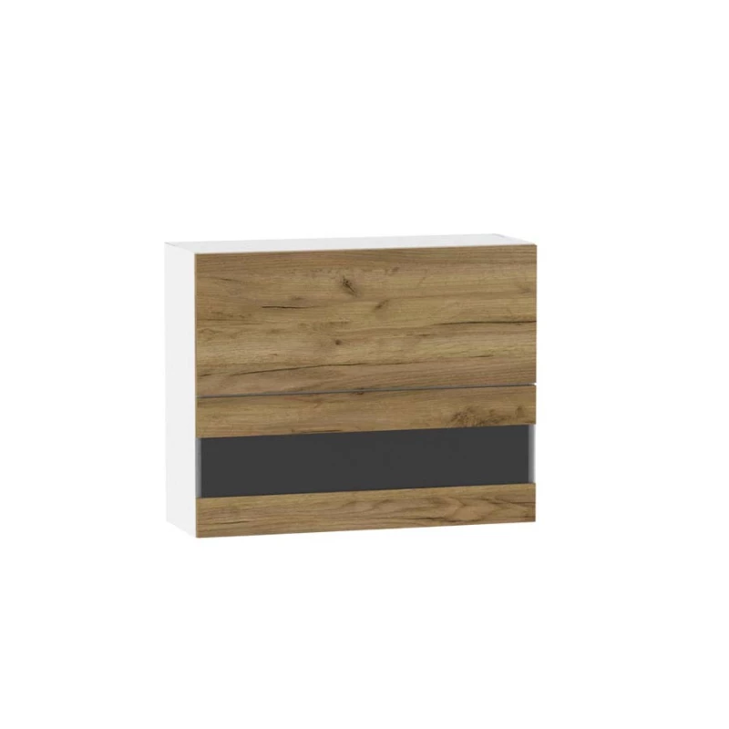 Glasaufsatzvitrine ADAMA - Breite 90 cm, Craft Eiche gold/weiß