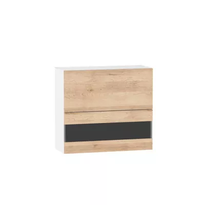 Glasaufsatzvitrine ADAMA - Breite 80 cm, Artisan-Buche/Weiß