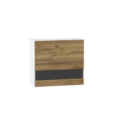 Glasaufsatzvitrine ADAMA - Breite 80 cm, Craft Eiche gold/weiß