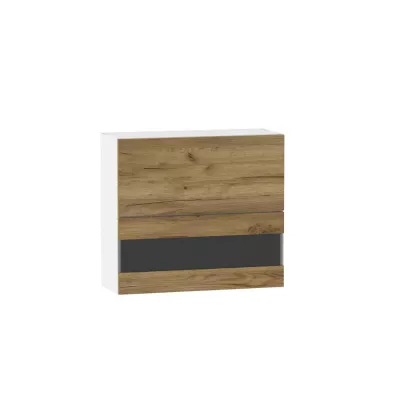 Glasaufsatzvitrine ADAMA - Breite 80 cm, Craft Eiche gold/weiß