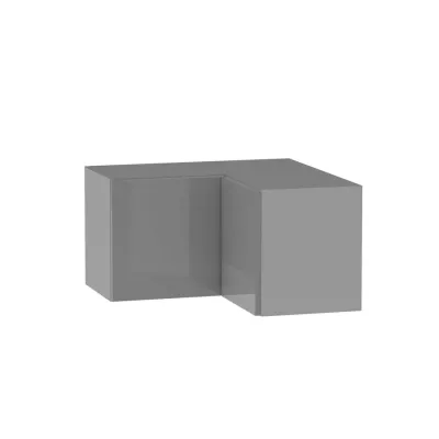 Eckoberschrank ADAMA - Breite 65 cm, Hochglanzgrau/Grau