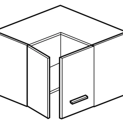 Eckoberschrank ADAMA - Breite 60 cm, Hochglanzgrau/Grau