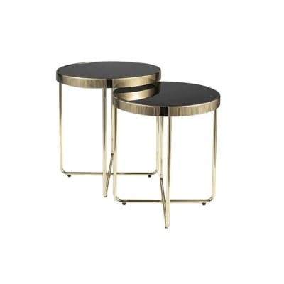 SAKIS Beistelltisch-Set - schwarz / gold