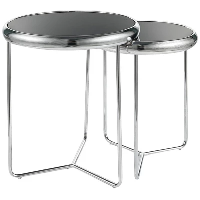 TAKIS Beistelltisch-Set - schwarz / chrom