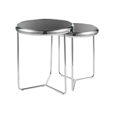 TAKIS Beistelltisch-Set - schwarz / chrom