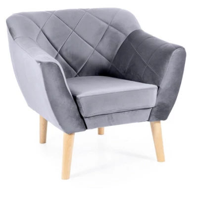 Skandinavischer Sessel AISHA – Grau/Buche