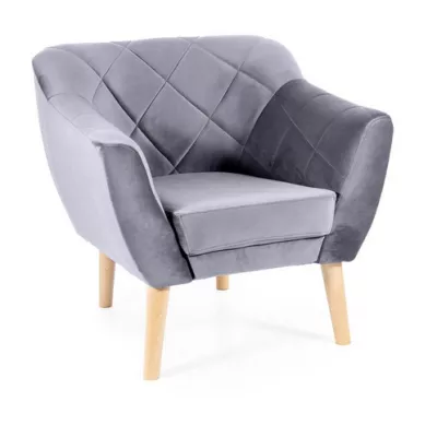 Skandinavischer Sessel AISHA – Grau/Buche