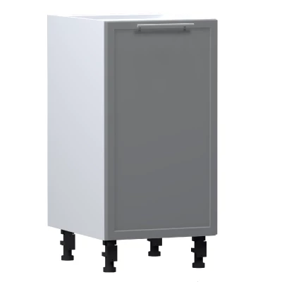 Unterer Einzeltürschrank ARACY - Breite 40 cm, grau/weiß, Beine 10 cm
