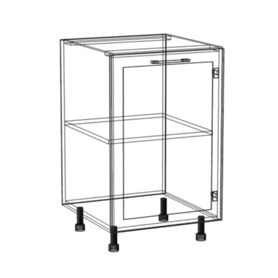 Unterer Küchenschrank ARACY - Breite 50 cm, grau/weiß, Beine 10 cm
