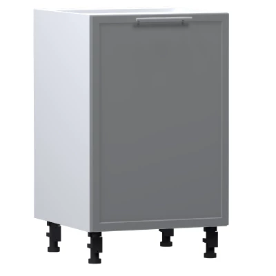 Unterer Küchenschrank ARACY - Breite 50 cm, grau/weiß, Beine 10 cm