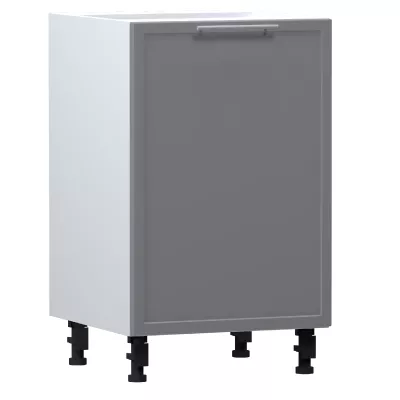 Unterer Küchenschrank ARACY - Breite 50 cm, grau/weiß, Beine 10 cm