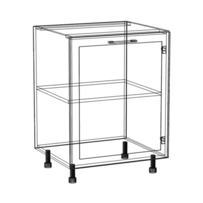 Küchenschrank mit Regal ARACY - Breite 60 cm, grau/weiß, Beine 10 cm