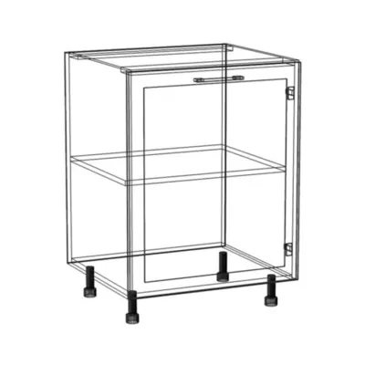 Küchenschrank mit Regal ARACY - Breite 60 cm, grau/weiß, Beine 10 cm