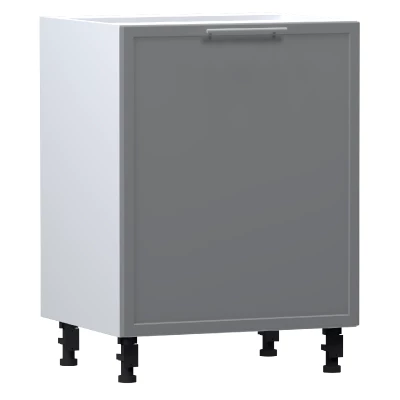 Küchenschrank mit Regal ARACY - Breite 60 cm, grau/weiß, Beine 10 cm