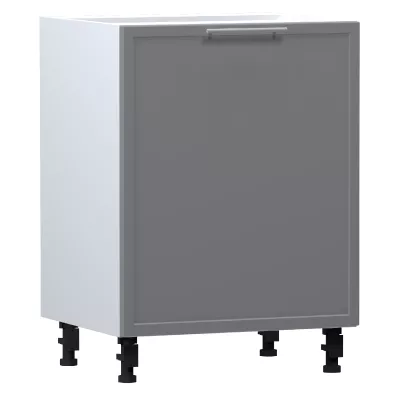 Küchenschrank mit Regal ARACY - Breite 60 cm, grau/weiß, Beine 10 cm