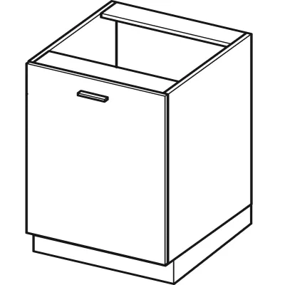 Küchenschrank mit Regal ARACY - Breite 60 cm, grau/weiß, Beine 10 cm