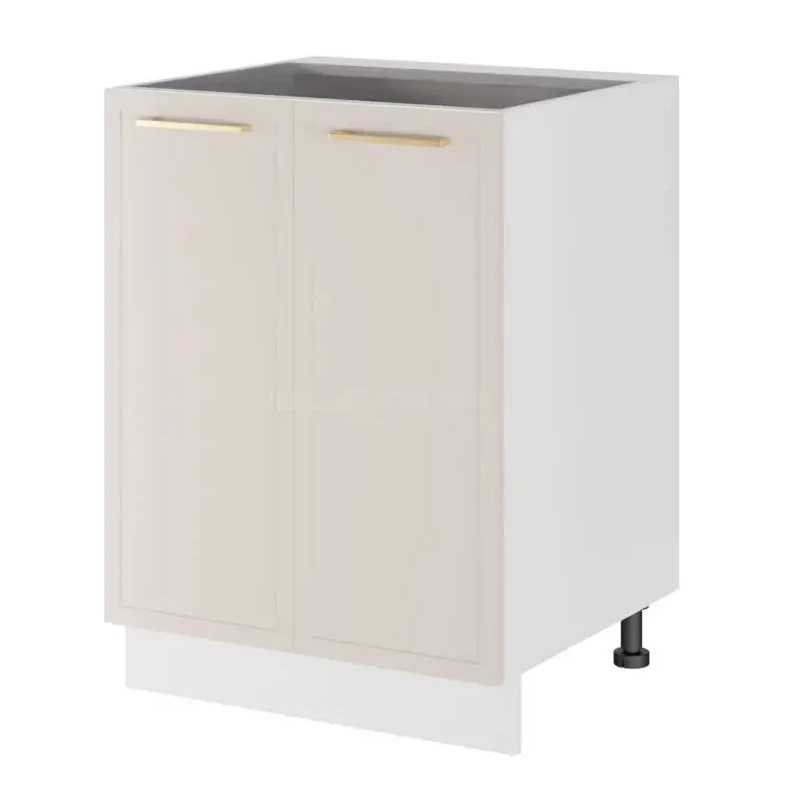Unterer zweitüriger Schrank ARACY - Breite 60 cm, weiß, Beine 10 cm