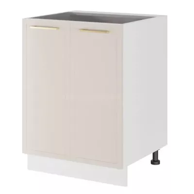 Unterer zweitüriger Schrank ARACY - Breite 60 cm, weiß, Beine 10 cm