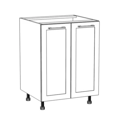 Unterer zweitüriger Schrank ARACY - Breite 60 cm, weiß, Beine 15 cm