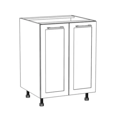 Unterer zweitüriger Schrank ARACY - Breite 60 cm, weiß, Beine 15 cm