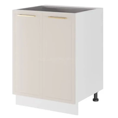 Unterer zweitüriger Schrank ARACY - Breite 60 cm, weiß, Beine 15 cm