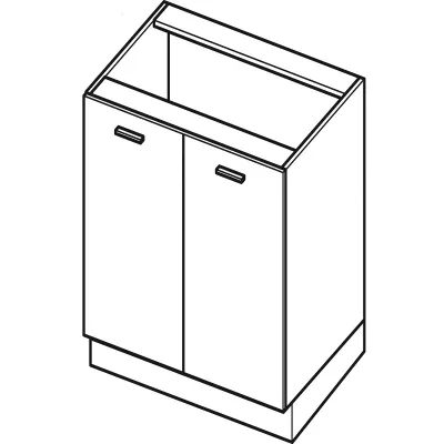 Unterer zweitüriger Schrank ARACY - Breite 60 cm, grau / weiß, Beine 10 cm