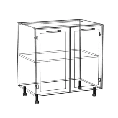 Zweitüriger Küchenschrank ARACY - Breite 80 cm, grau/weiß, Beine 10 cm