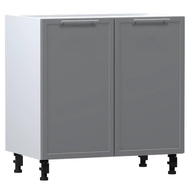 Zweitüriger Küchenschrank ARACY - Breite 80 cm, grau/weiß, Beine 10 cm