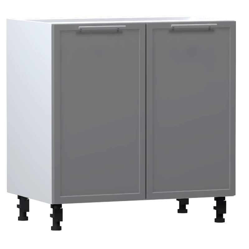 Zweitüriger Küchenschrank ARACY - Breite 80 cm, grau/weiß, Beine 10 cm