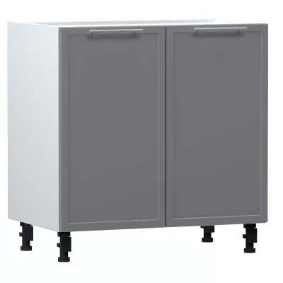 Zweitüriger Küchenschrank ARACY - Breite 80 cm, grau/weiß, Beine 10 cm
