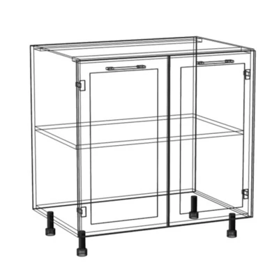 Zweitüriger Küchenschrank ARACY - Breite 80 cm, grau/weiß, Beine 15 cm