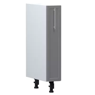 ARACY Ausziehschrank - Breite 15 cm, grau/weiß, Beine 10 cm