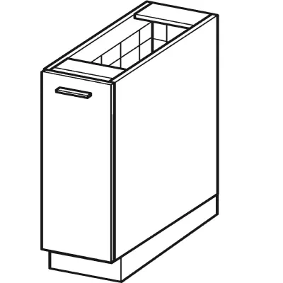 ARACY Auszugschrank - Breite 20 cm, weiß, Beine 10 cm