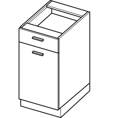 Kombinierter Unterschrank ARACY - Breite 40 cm, grau/weiß, Beine 15 cm