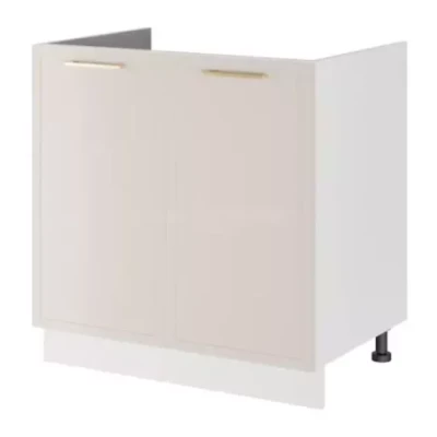 Zweitüriger Schrank mit Regal ARACY - Breite 90 cm, weiß, Beine 10 cm