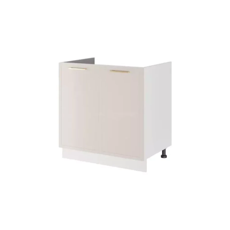 Zweitüriger Schrank mit Regal ARACY - Breite 90 cm, weiß, Beine 10 cm