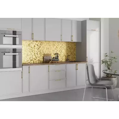 Zweitüriger Schrank mit Regal ARACY - Breite 90 cm, weiß, Beine 10 cm