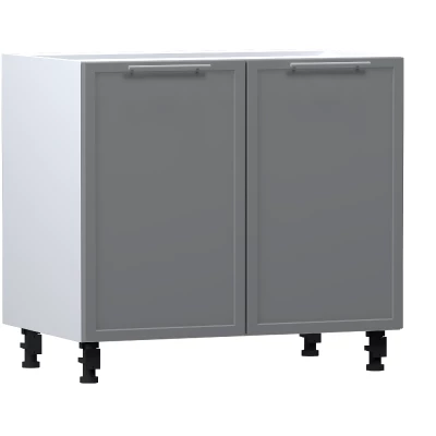 Zweitüriger Schrank mit Regal ARACY - Breite 90 cm, grau/weiß, Beine 10 cm
