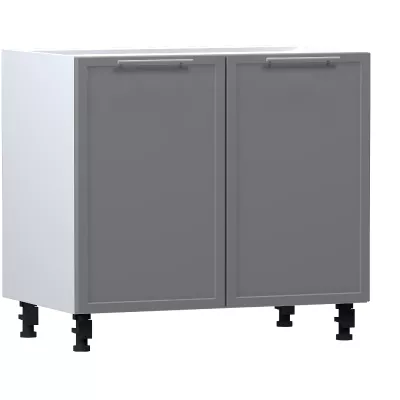 Zweitüriger Schrank mit Regal ARACY - Breite 90 cm, grau/weiß, Beine 10 cm