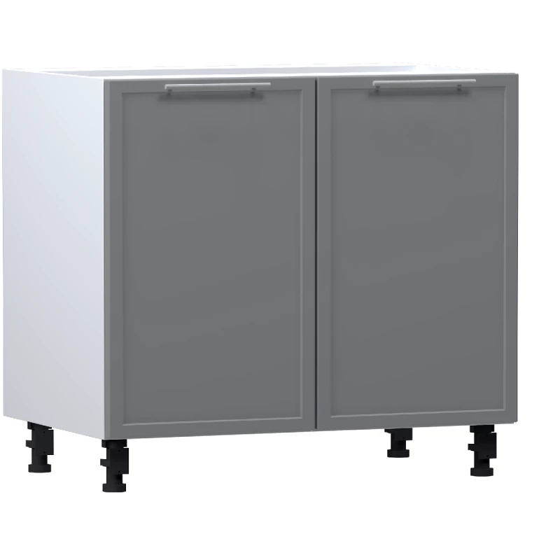 Zweitüriger Schrank mit Regal ARACY - Breite 90 cm, grau/weiß, Beine 15 cm