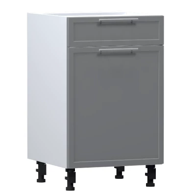 Kombinierter Unterschrank ARACY - Breite 50 cm, grau/weiß, Beine 10 cm
