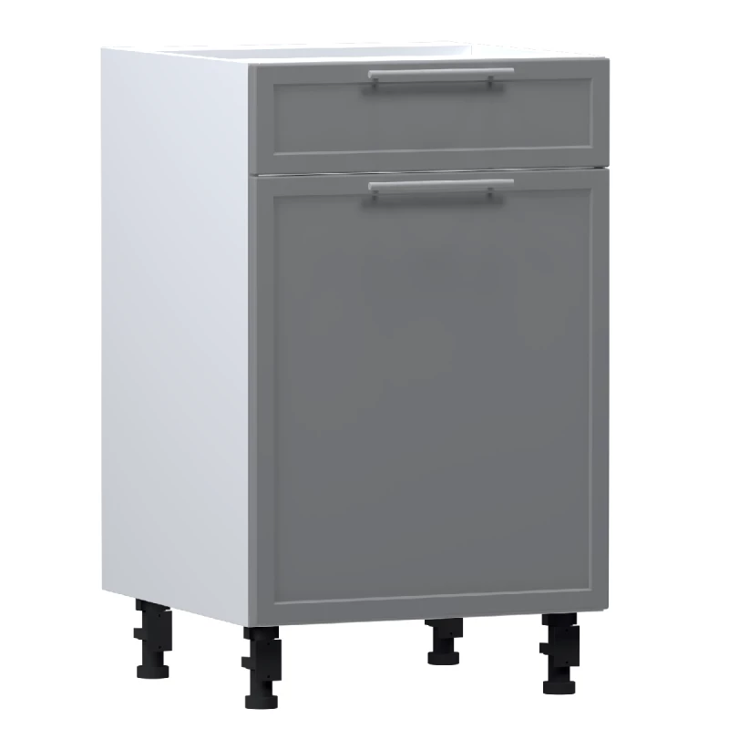Kombinierter Unterschrank ARACY - Breite 50 cm, grau/weiß, Beine 10 cm