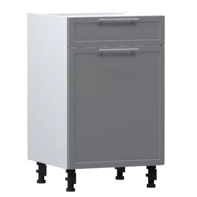 Kombinierter Unterschrank ARACY - Breite 50 cm, grau/weiß, Beine 15 cm