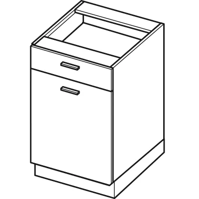 Kombinierter Unterschrank ARACY - Breite 50 cm, grau/weiß, Beine 15 cm