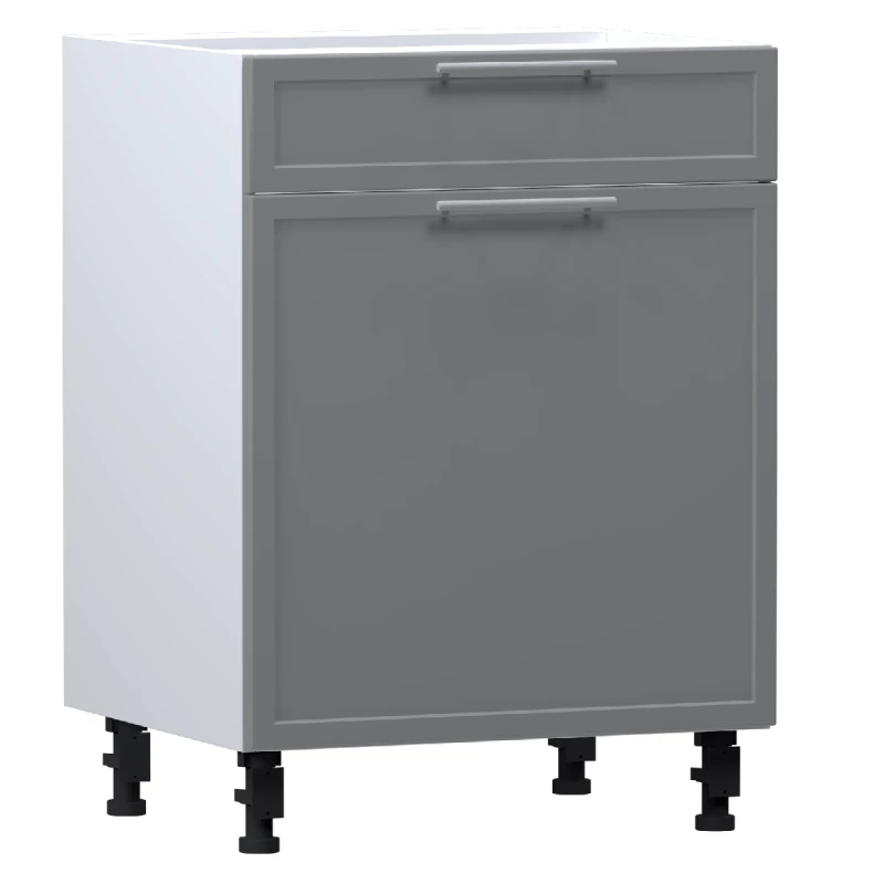 Kombinierter Unterschrank ARACY - Breite 60 cm, grau/weiß, Beine 10 cm